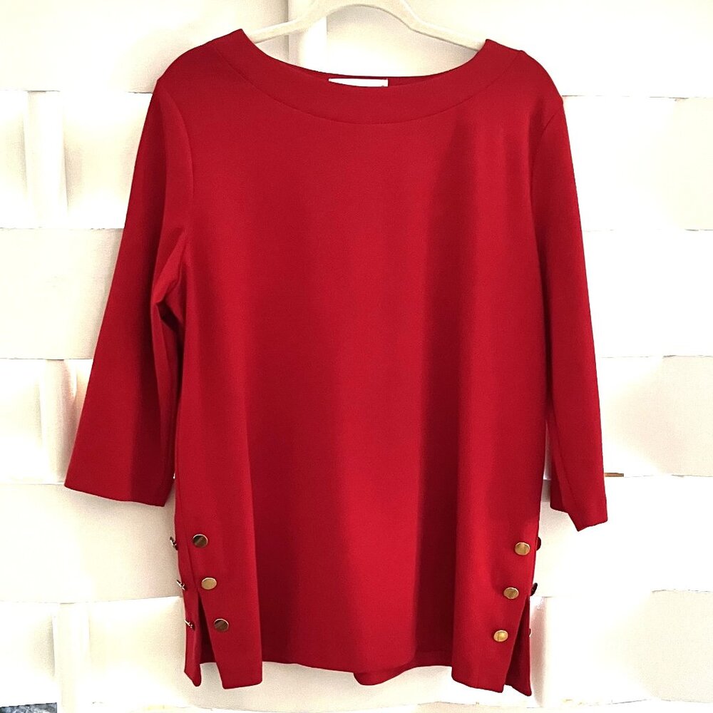 Brownstone Studio 3/4 Sleeve Red Blouse Extra Large XL